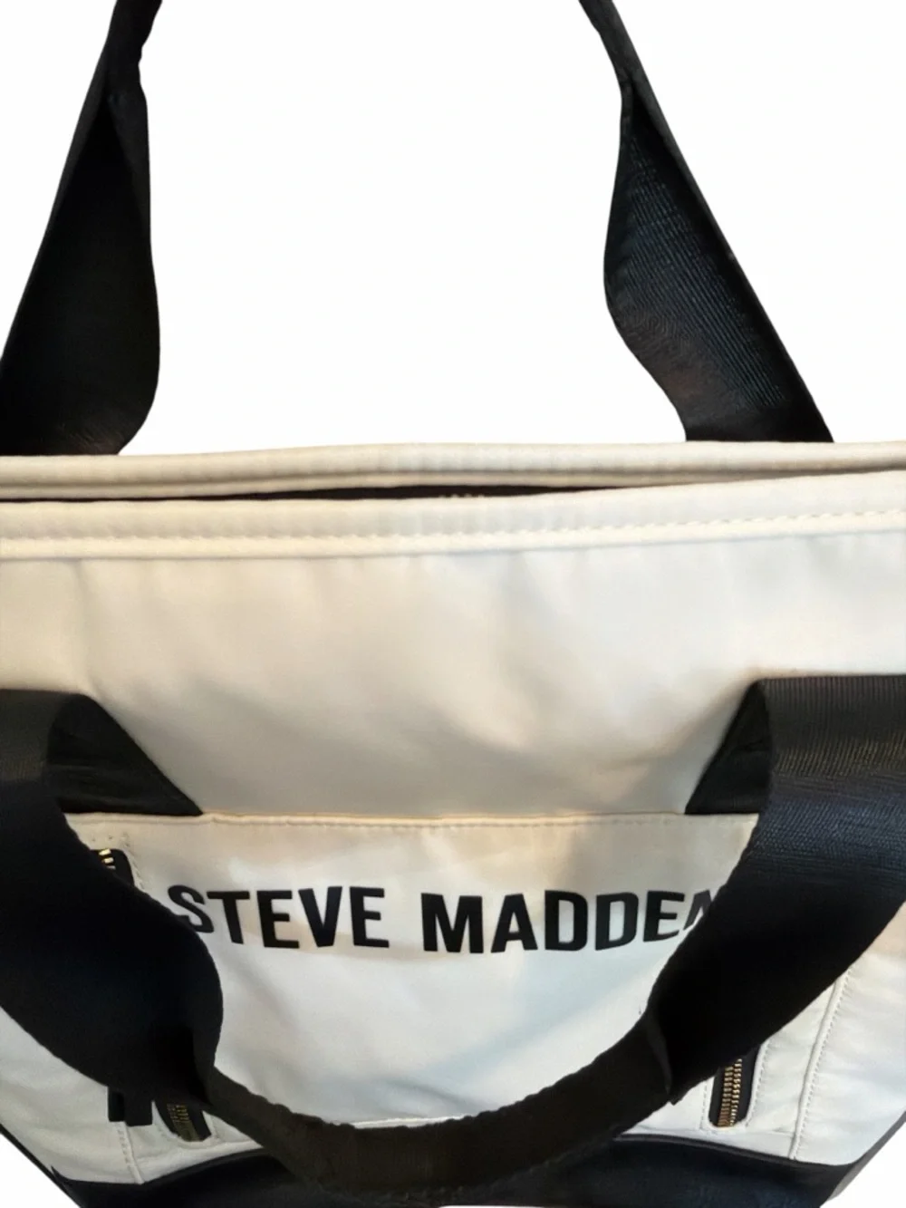 🖤 Steve Madden Travel Bag Backpack Convertible Tote Cream Black Large - Picture 7 of 11